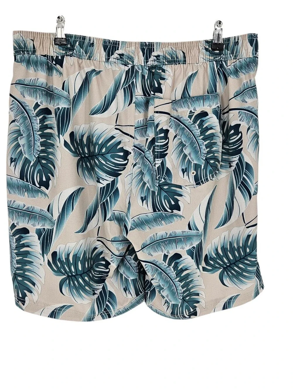 Hurley Swim Trunks Beige Tropical Leaf Drawstring Lined Board Shorts Mens 2XL